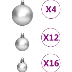 vidaXL 111-delige Kerstballenset polystyreen zilverkleurig