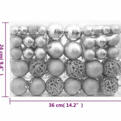 vidaXL 111-delige Kerstballenset polystyreen zilverkleurig