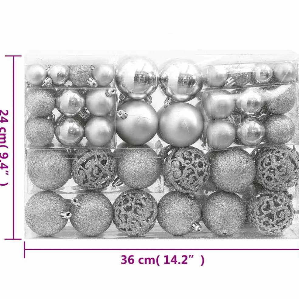 vidaXL 111-delige Kerstballenset polystyreen zilverkleurig