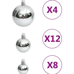 vidaXL 111-delige Kerstballenset polystyreen zilverkleurig