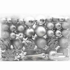 vidaXL 111-delige Kerstballenset polystyreen zilverkleurig