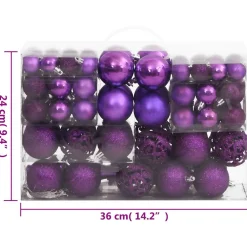 vidaXL 111-delige Kerstballenset polystyreen paars
