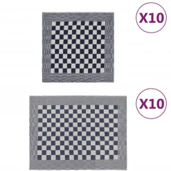 vidaXL 20-delige Keukendoekenset katoen blauw en wit