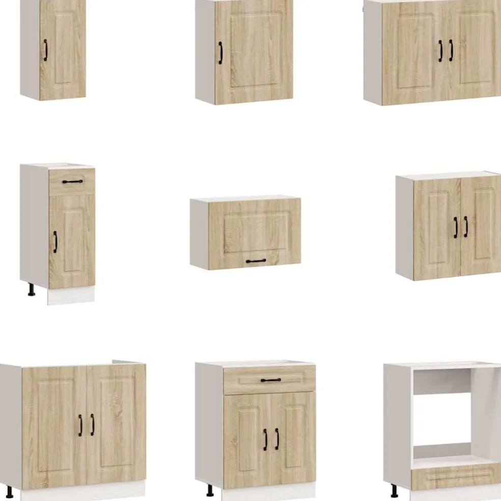 vidaXL 14-delige Keukenkastenset Kalmar bewerkt hout sonoma eikenkleur