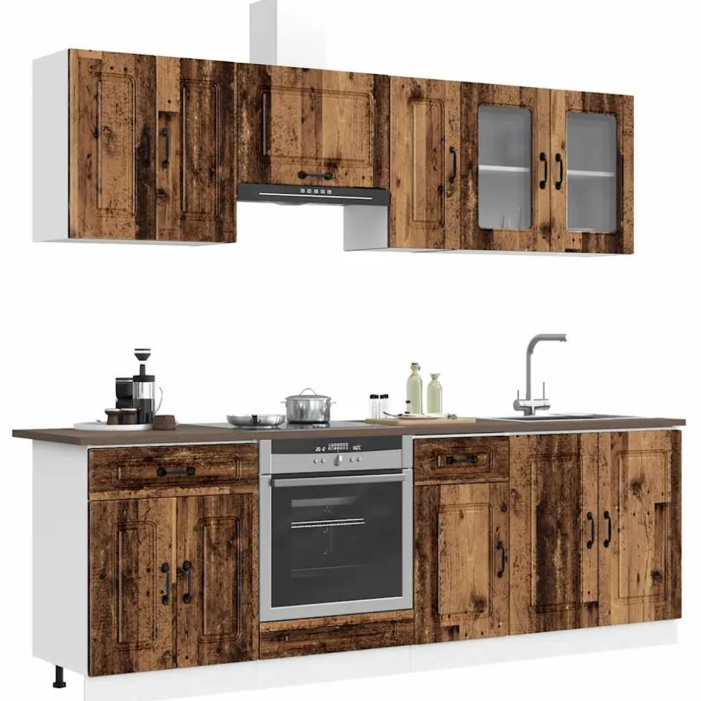 vidaXL 8-delige Keukenkastenset Kalmar bewerkt hout oud houtkleurig