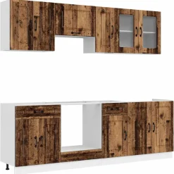 vidaXL 8-delige Keukenkastenset Kalmar bewerkt hout oud houtkleurig