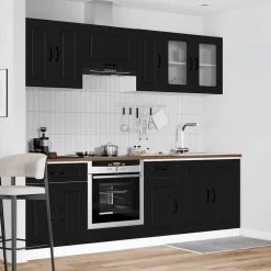 vidaXL 8-delige Keukenkastenset Kalmar bewerkt hout zwart