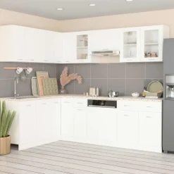 vidaXL 11-delige Keukenkastenset Lyon bewerkt hout wit