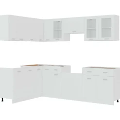 vidaXL 11-delige Keukenkastenset Lyon bewerkt hout wit