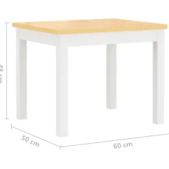 vidaXL 4-delige Kindertafel- en stoelenset MDF wit en beige