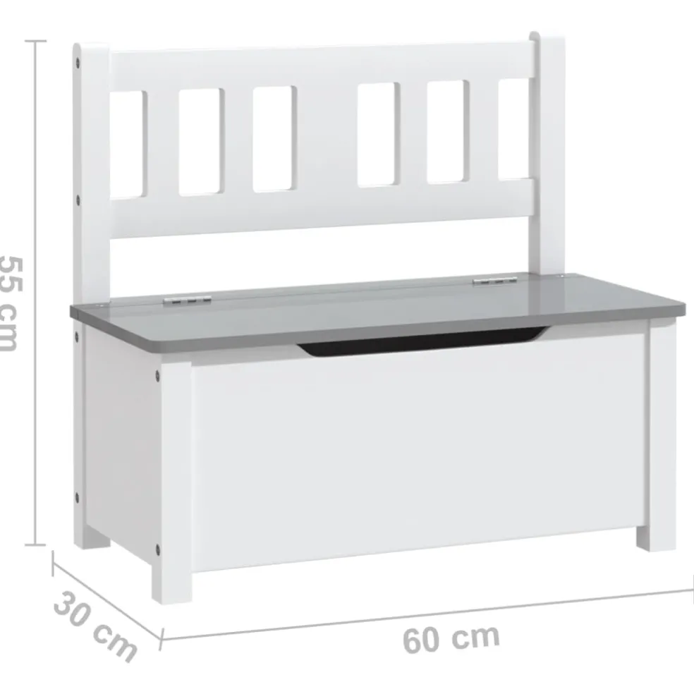 vidaXL 3-delige Kindertafel- en stoelenset MDF wit en grijs