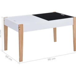 vidaXL 3-delige Kindertafel- en stoelenset krijtbord zwart en wit