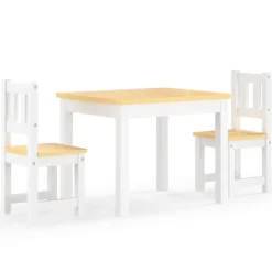 vidaXL 3-delige Kindertafel- en stoelenset MDF wit en grijs