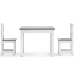 vidaXL 3-delige Kindertafel- en stoelenset MDF wit en grijs