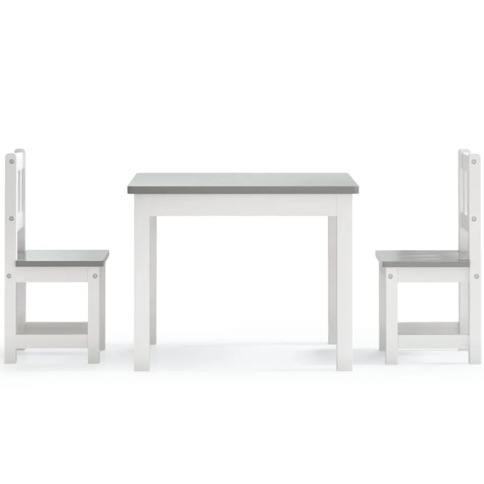 vidaXL 3-delige Kindertafel- en stoelenset MDF wit en grijs