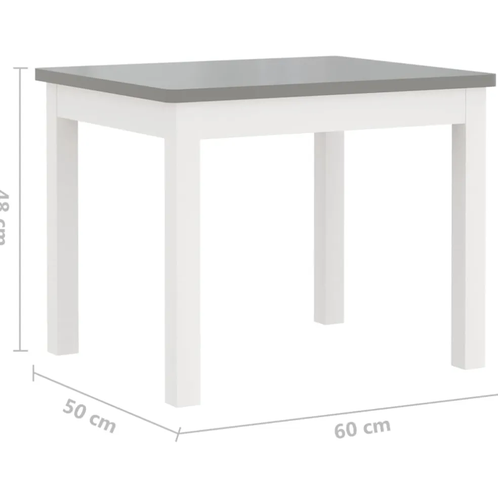 vidaXL 3-delige Kindertafel- en stoelenset MDF wit en grijs