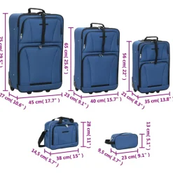 vidaXL 5-delige Kofferset stof blauw