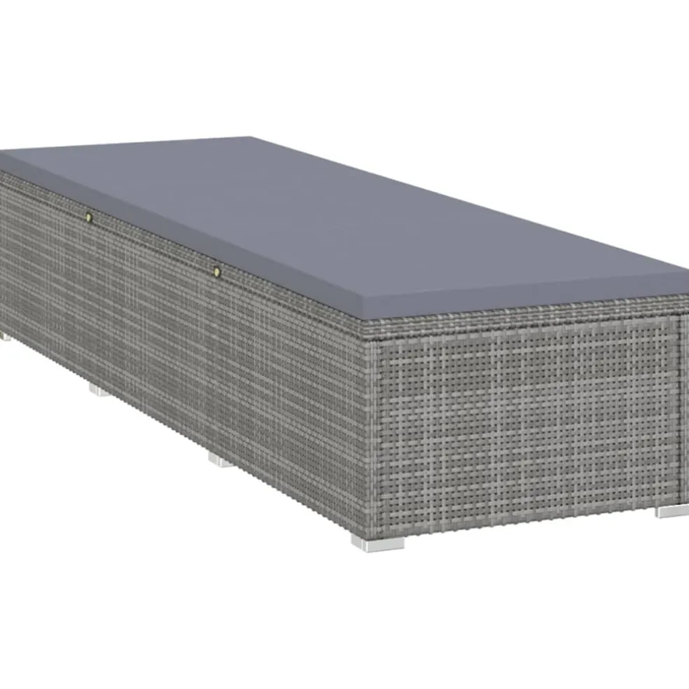 vidaXL 3-delige Ligbeddenset met theetafel poly rattan grijs