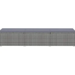vidaXL 3-delige Ligbeddenset met theetafel poly rattan grijs