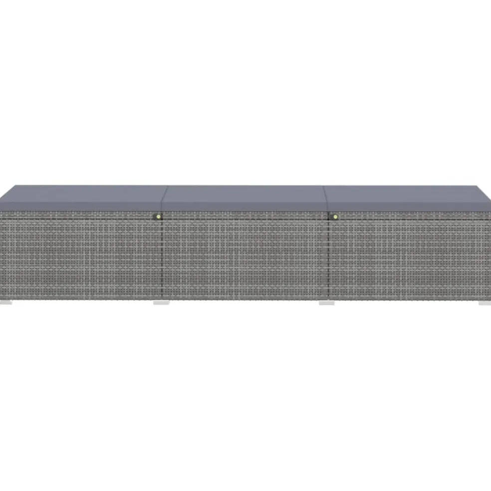 vidaXL 3-delige Ligbeddenset met theetafel poly rattan grijs