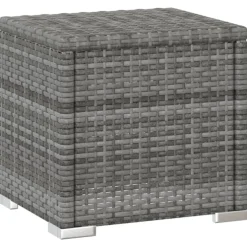 vidaXL 3-delige Ligbeddenset met theetafel poly rattan grijs