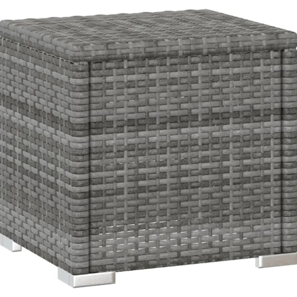 vidaXL 3-delige Ligbeddenset met theetafel poly rattan grijs