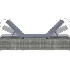vidaXL 3-delige Ligbeddenset met theetafel poly rattan grijs