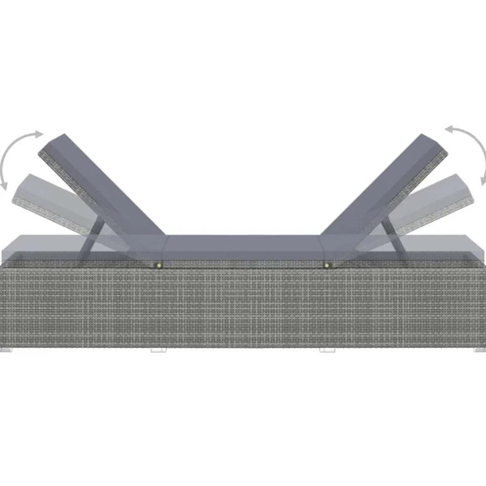 vidaXL 3-delige Ligbeddenset met theetafel poly rattan grijs