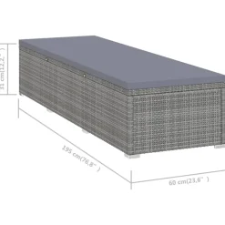 vidaXL 3-delige Ligbeddenset met theetafel poly rattan grijs