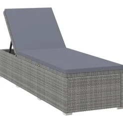 vidaXL 3-delige Ligbeddenset met theetafel poly rattan grijs