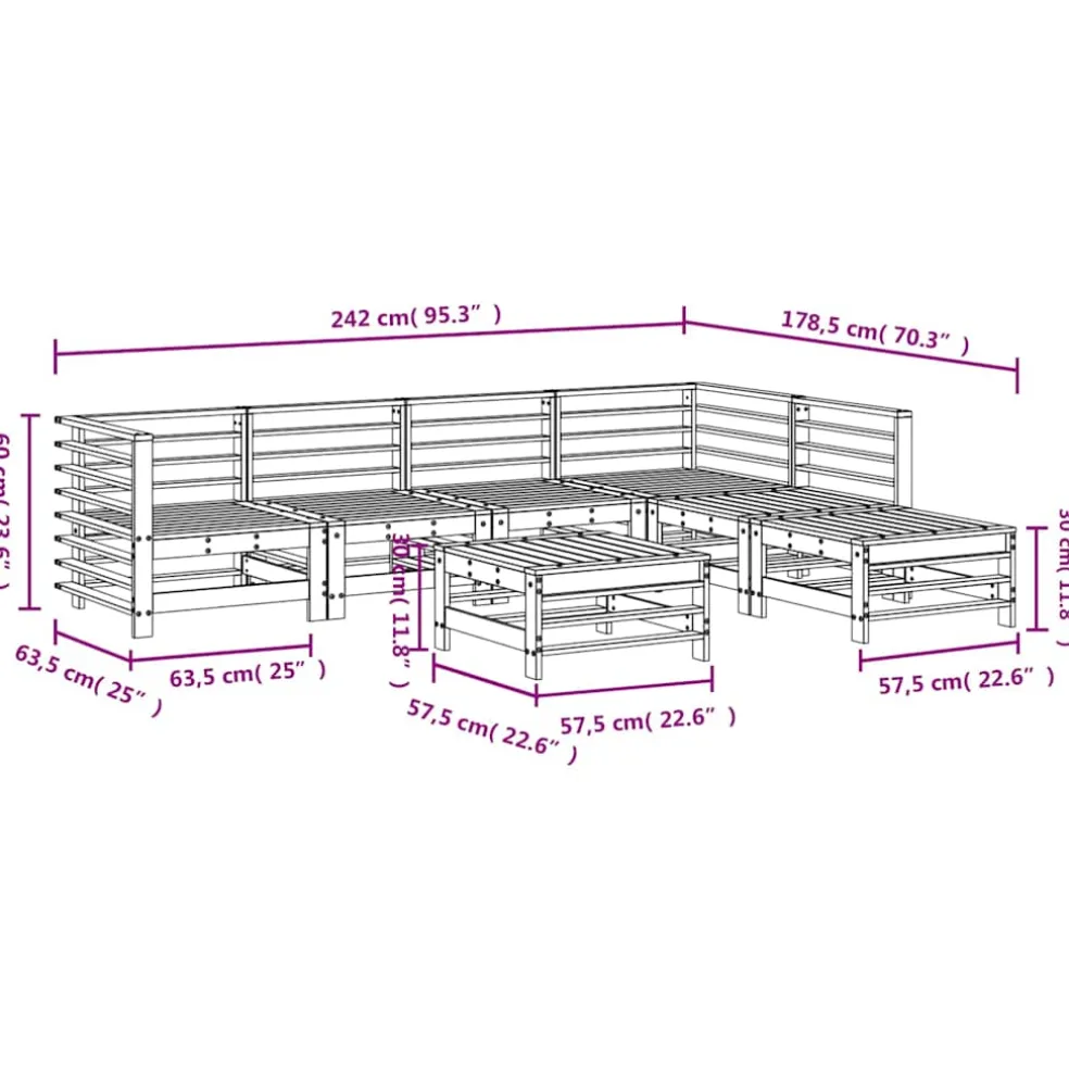vidaXL 7-delige Loungeset geïmpregneerd grenenhout