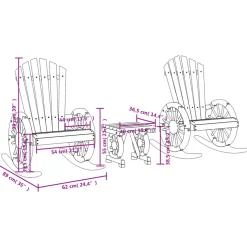 vidaXL 3-delige Loungeset massief vurenhout