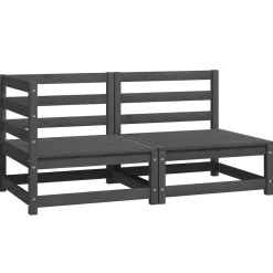vidaXL 2-delige Loungeset massief grenenhout grijs