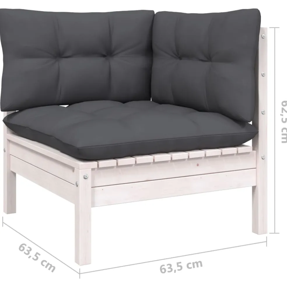 vidaXL 9-delige Loungeset met antracietkleurige kussens grenenhout