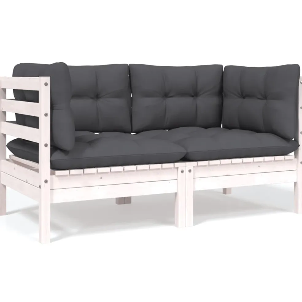 vidaXL 9-delige Loungeset met antracietkleurige kussens grenenhout