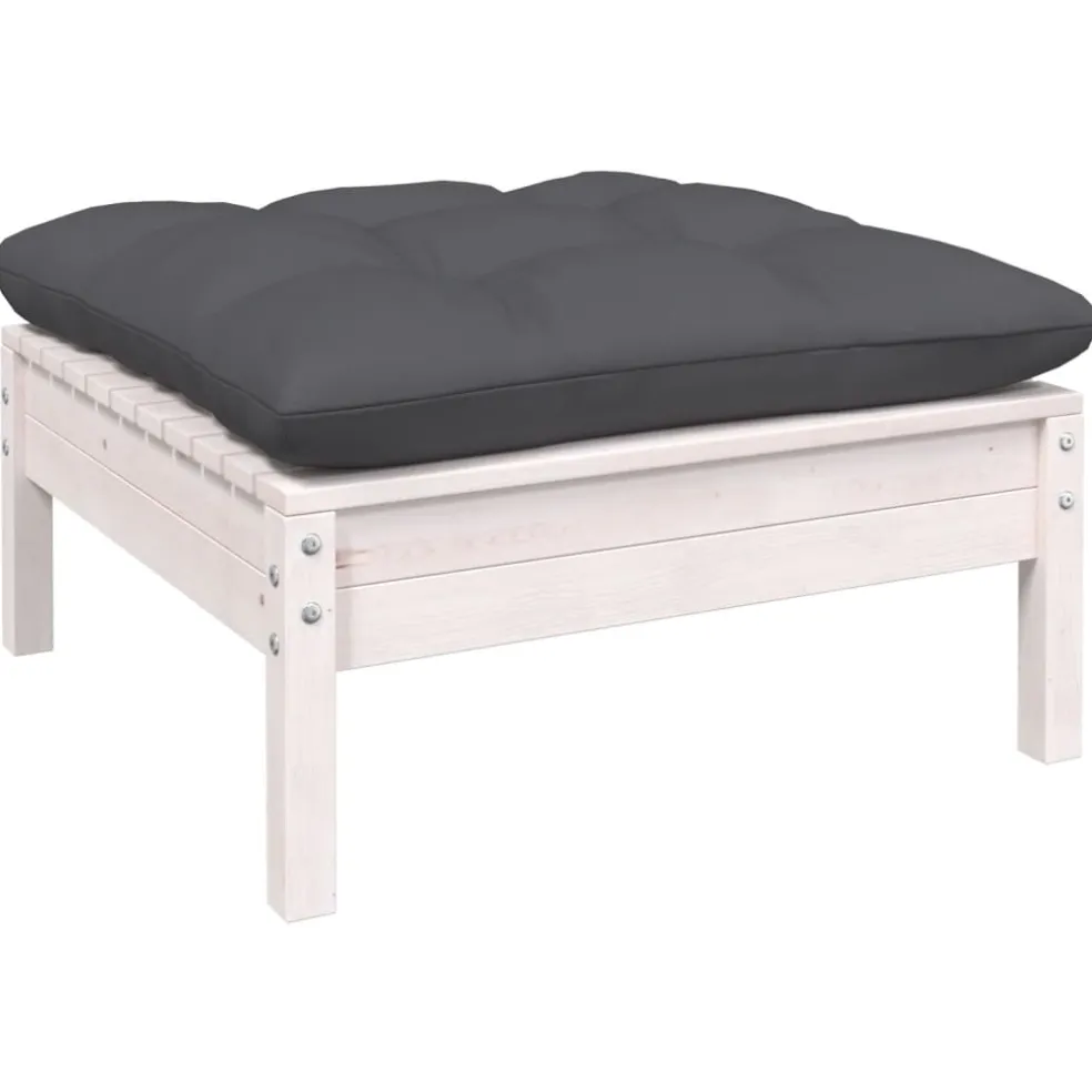 vidaXL 9-delige Loungeset met antracietkleurige kussens grenenhout