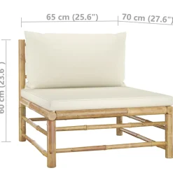 vidaXL 5-delige Loungeset met crèmewitte kussens bamboe