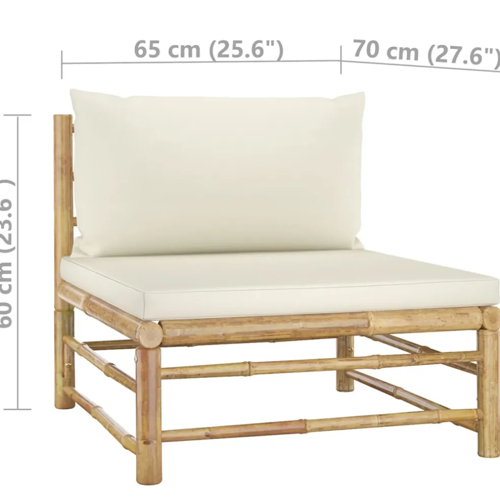 vidaXL 5-delige Loungeset met crèmewitte kussens bamboe
