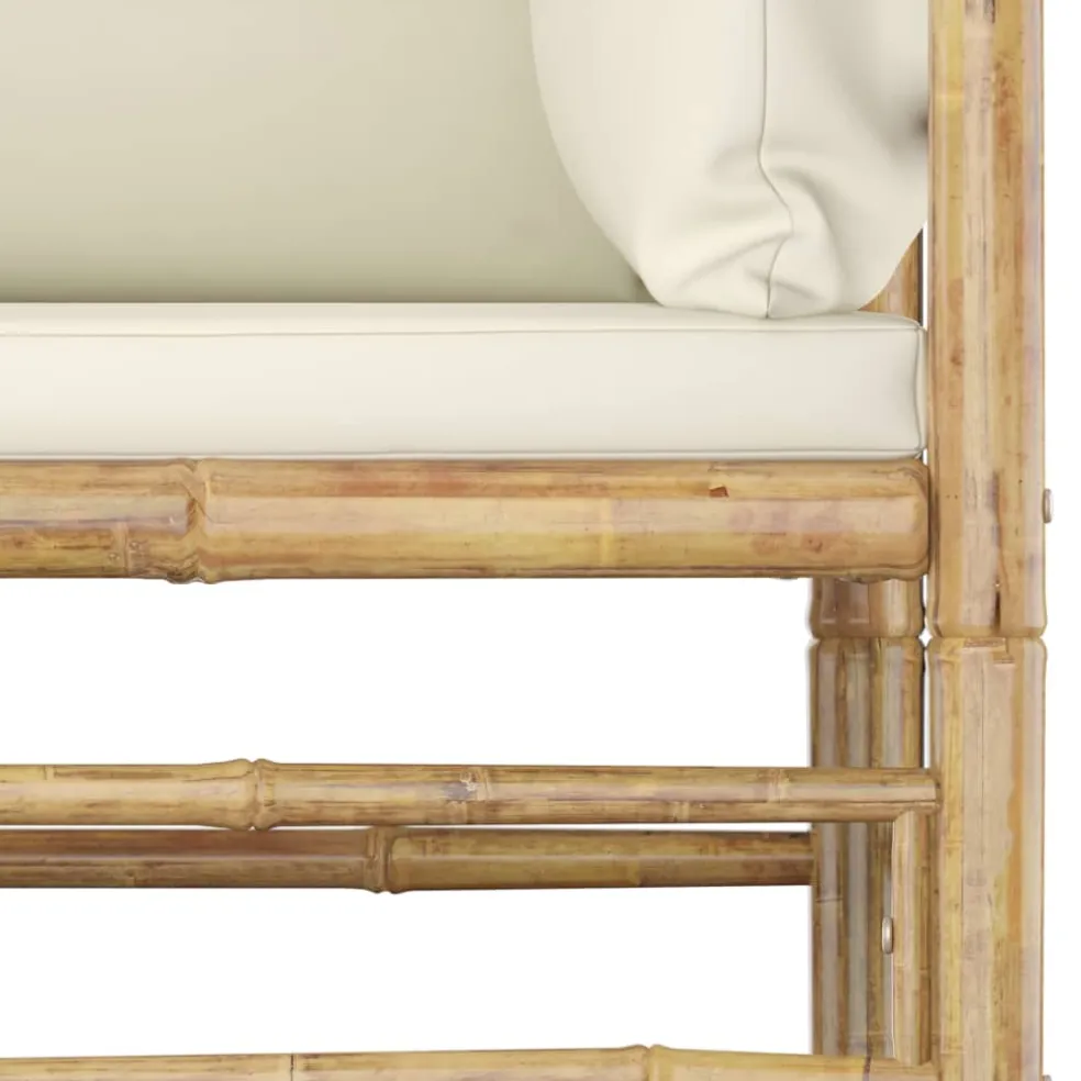 vidaXL 5-delige Loungeset met crèmewitte kussens bamboe