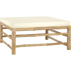 vidaXL 5-delige Loungeset met crèmewitte kussens bamboe