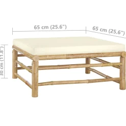 vidaXL 5-delige Loungeset met crèmewitte kussens bamboe