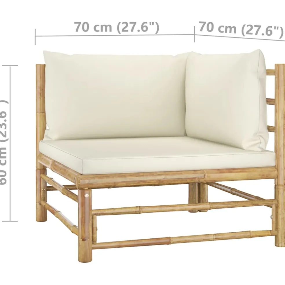 vidaXL 5-delige Loungeset met crèmewitte kussens bamboe