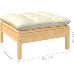 vidaXL 5-delige Loungeset met crèmekleurige kussens massief grenenhout
