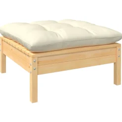vidaXL 12-delige Loungeset met crèmekleurig kussens grenenhout