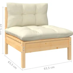 vidaXL 12-delige Loungeset met crèmekleurig kussens grenenhout