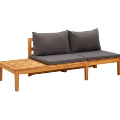vidaXL 3-delige Loungeset met donkergrijze kussens acaciahout