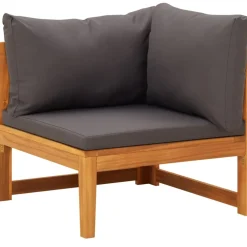 vidaXL 3-delige Loungeset met donkergrijze kussens acaciahout