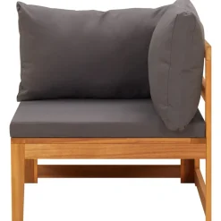 vidaXL 3-delige Loungeset met donkergrijze kussens acaciahout