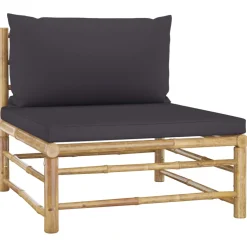vidaXL 5-delige Loungeset met donkergrijze kussens bamboe