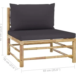 vidaXL 5-delige Loungeset met donkergrijze kussens bamboe